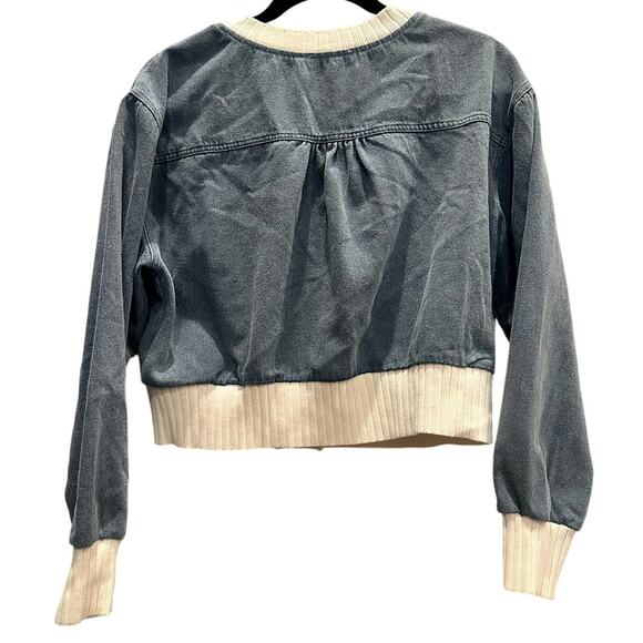 Polagram – Cropped Denim Cardigan with Ivory Trim – Size Small - Picture 4 of 4
